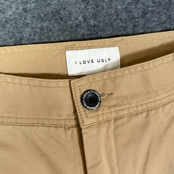 I Love Ugly Slim Kobe Chino Pants Cropped Beige Tan Sz Medium 32x26 Casual Work - Picture 6 of 14